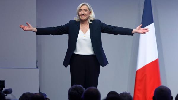 Marine Le Pen, leader of the French far-right party Rassemblement Natio<em></em>nal (Natio<em></em>nal Rally), has begun to use more moderate language of late. 